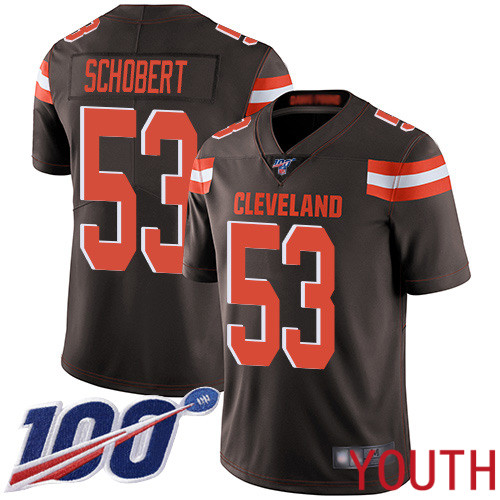 Cleveland Browns Joe Schobert Youth Brown Limited Jersey 53 NFL Football Home 100th Season Vapor Untouchable